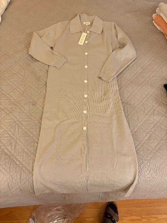 Roolee Dresses & Skirts - Cozy Roolee sweater dress Taupe button up
